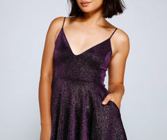 Shimmering Nights Glitter Skater Dress Oshnow