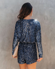 Shine Bright Sequin Romper - Navy - SALE Oshnow