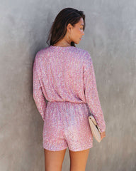 Shine Bright Sequin Romper - Pink - SALE Oshnow