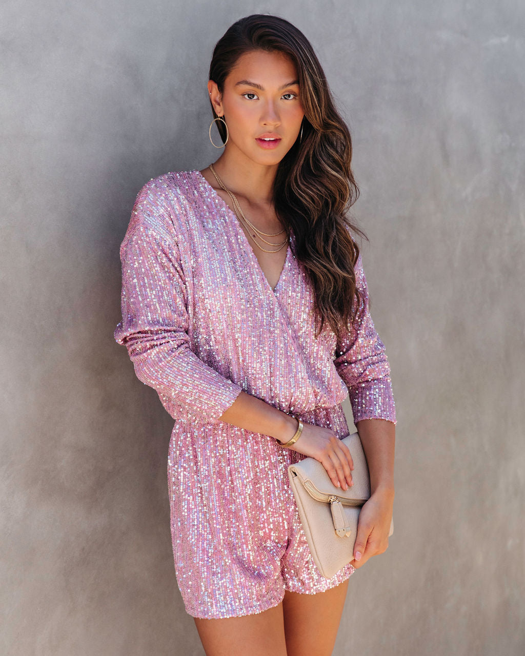 Shine Bright Sequin Romper - Pink - SALE Oshnow