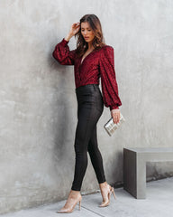 Shine Like No Other Sequin Bodysuit - Burgundy Oshnow