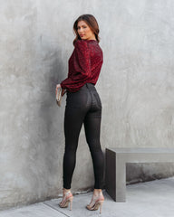 Shine Like No Other Sequin Bodysuit - Burgundy Oshnow