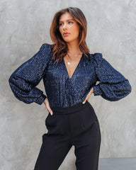 Shine Like No Other Sequin Bodysuit - Navy Oshnow
