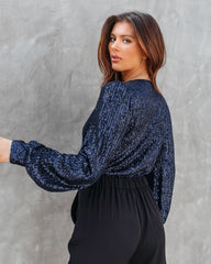 Shine Like No Other Sequin Bodysuit - Navy Oshnow