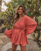 Shine On Pleated Romper - Rose Oshnow
