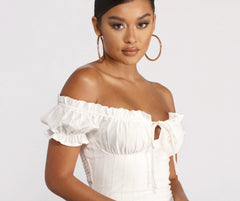 Show 'Em Off Shoulder Smocked Mini Dress Oshnow