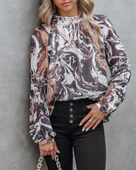 Show Love Printed Ruffle Sleeve Blouse Oshnow