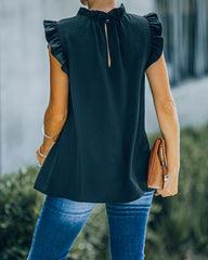 Shrill Sleeveless Ruffle Blouse - Black Oshnow