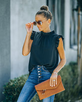 Shrill Sleeveless Ruffle Blouse - Black Oshnow