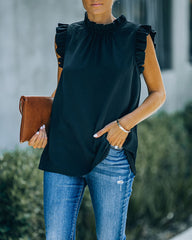 Shrill Sleeveless Ruffle Blouse - Black Oshnow