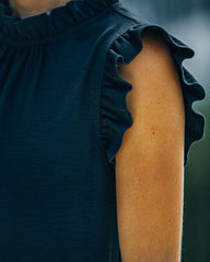 Shrill Sleeveless Ruffle Blouse - Black Oshnow