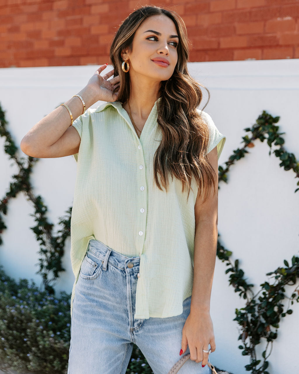 Shyanne Cotton Button Down Top - Peppermint Oshnow
