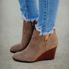 Side Slit Wedge Booties Oshnow