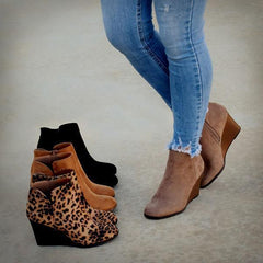 Side Slit Wedge Booties Oshnow