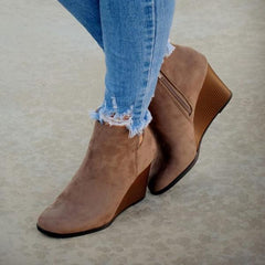 Side Slit Wedge Booties Oshnow