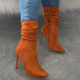 Side Zipper High Heel Boots Oshnow