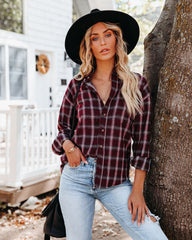 Sienna Cotton Blend Plaid Button Down Top Oshnow