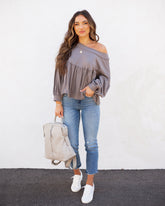 Sierra Cotton Babydoll Top - Ash Grey Oshnow