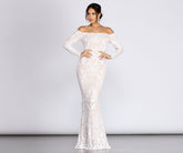 Sierra Sequin Off The Shoulder Formal Dress Oshnow