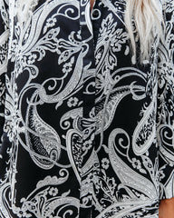 Silverton Satin Paisley Button Down Top - Black Oshnow