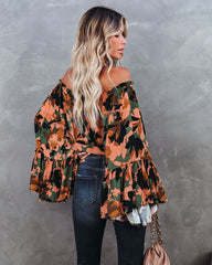 Simba Floral Off The Shoulder Bell Sleeve Top Oshnow