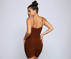 Simple And Chic Ruched Mini Dress Oshnow