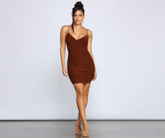 Simple And Chic Ruched Mini Dress Oshnow