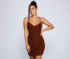 Simple And Chic Ruched Mini Dress Oshnow