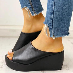 Simple Comfy Summer Slip-On Wedges Oshnow