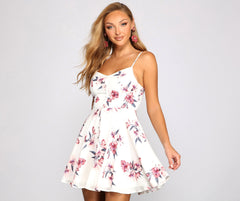 Simply Stunning Floral Chiffon Skater Dress Oshnow