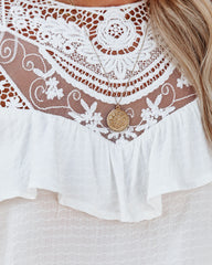 Sky Full Of Stars Lace Ruffle Top - Off White Oshnow
