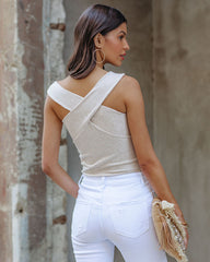 Skye Ribbed Halter Bodysuit - Oatmeal - SALE Oshnow