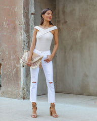 Skye Ribbed Halter Bodysuit - Oatmeal - SALE Oshnow