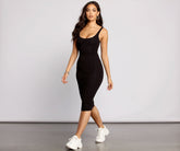 Slay Every Day Basic Scoop Neck Midi Dress Oshnow