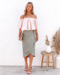 Slow Kiss Off The Shoulder Top - Nude Oshnow
