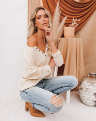 Slow Your Roll Cotton Knit Grommet Top - Natural Oshnow