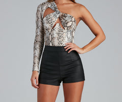 Snake It Under Bust Cutout Bodysuit Oshnow