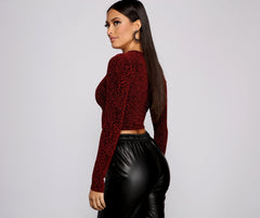So Chic Crew Neck Lurex Crop Top Oshnow