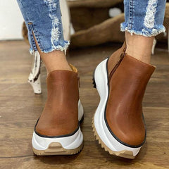 Solid Color Platform Sports Ankle Boots Oshnow
