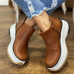 Solid Color Platform Sports Ankle Boots Oshnow