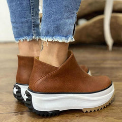 Solid Color Platform Sports Ankle Boots Oshnow