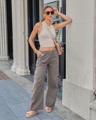 Something About Jane High Waisted Cargo Pants - Dark Taupe Oshnow