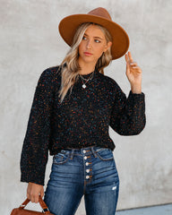 Splash Of Color Speckled Knit Sweater - Black Oshnow