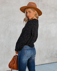 Splash Of Color Speckled Knit Sweater - Black Oshnow