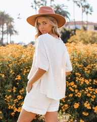 Springfield Cotton Frayed Pocket Top - Cream Oshnow