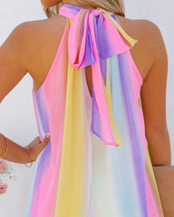 Springtime State Of Mind Striped Flowy Jumpsuit - Rainbow Oshnow