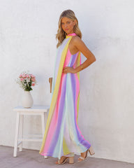 Springtime State Of Mind Striped Flowy Jumpsuit - Rainbow Oshnow