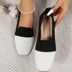 Square Toe Knitted Soft Comfy Flats Oshnow
