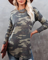 Stand For Something Camo Knit Top Oshnow