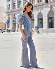 Stand Out Type One Shoulder Acid Wash Jumpsuit Oshnow